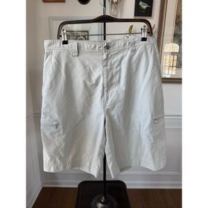 Calloway Poly Nylon Tan Flat Front Cargo Shorts 36 9.5” Inseam